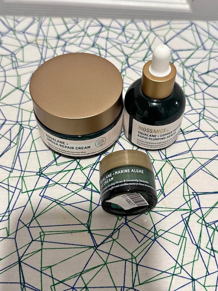 The Biossance squalane range I use, including the Copper Peptide Rapid Plumping Serum