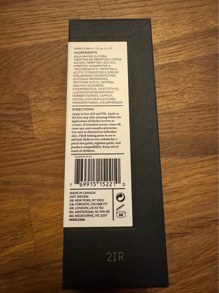 The CAIS3 ingredients and directions printed on the box