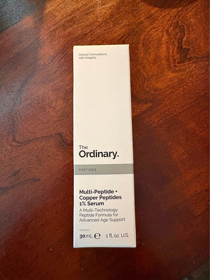 The Ordinary Multi-Peptide + Copper Peptides 1% box on my desk